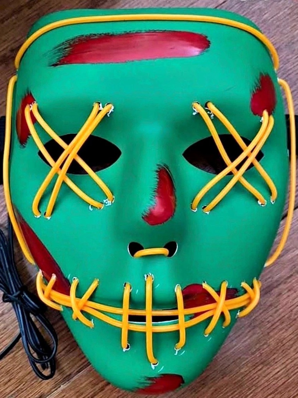 LED Purge Mask with EL Wire Green & Yellow